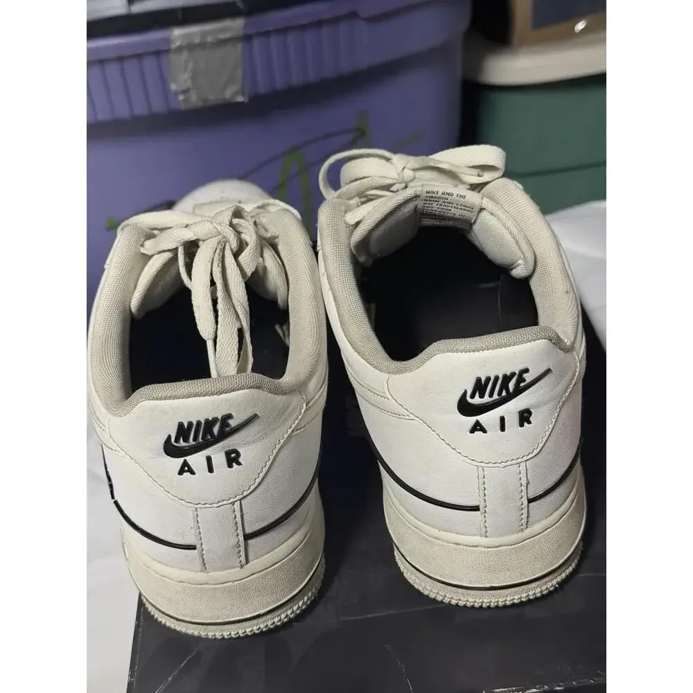 Nike Air Force 1 07 LV8 Double Air White Black Shoes 10.5‎